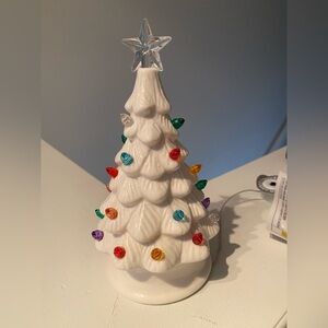 Festive Ceramic Holiday Christmas Tree with Colorful Lights